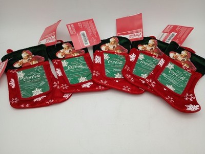 Coca-Cola Christmas Stockings Santa Claus Gift Card Holder Red Green Set 5 New
