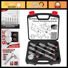 7-Piece Magnetic Swivel Spark Plug Socket Set, 3/8" Drive, Gap Tool, 6 & 12 Poin