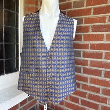Waistcoat From Beaufort London - Blue Gold Silk Size 42-44