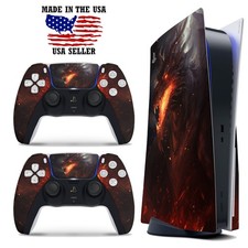 PS5 Disc Version Console  Controller Vinyl Skin Decal Wrap - Fire Dragon
