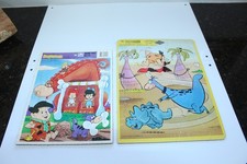 Vintage Flintstones Frame Tray Puzzles Lot of 2 Both Are Complete 1975 & 1987