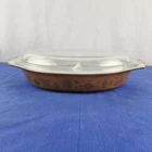 EUC VTG Pyrex Early American Divided Casserole Dish with a Clear Glass Lid 1.5QT