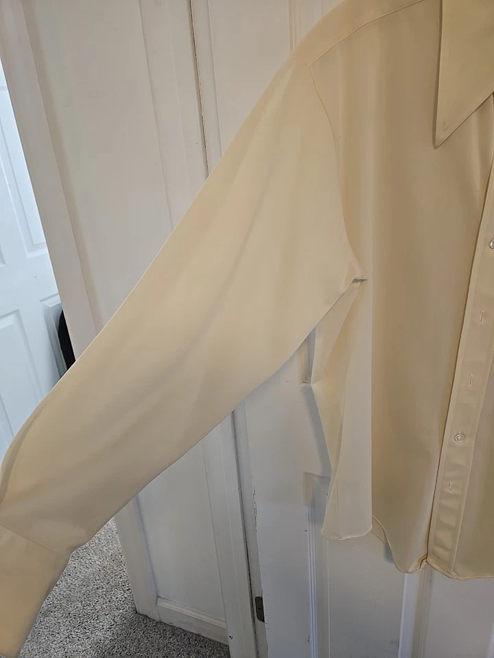 Camisa Tejida a Medida Ultimo De Colección Años 70 Para Hombres L Crema Cuello Ancho Disco Mod EE. UU.! Foto 4 de 4