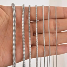 50Pcs Men Women Silver Stainless Steel Round Cable Snake Chain Necklace 18"-28"