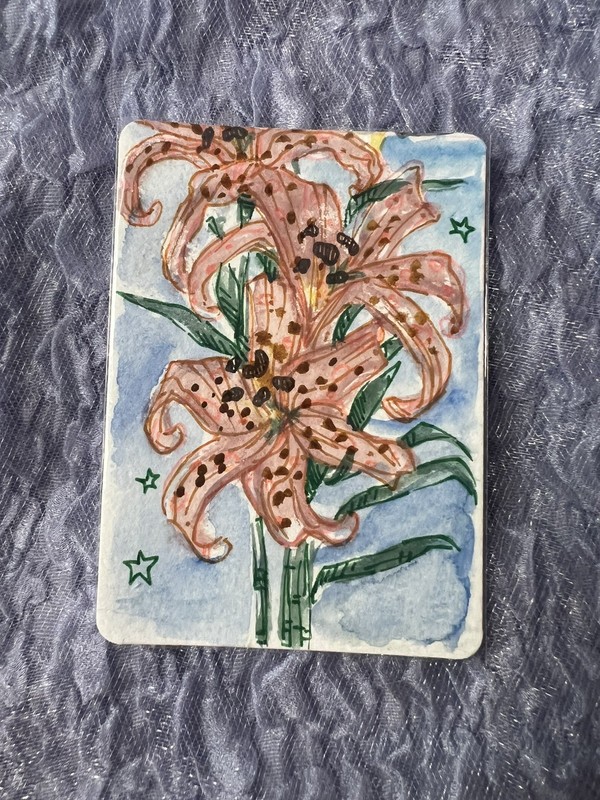 ACEO , Original Painting ‘ Flower’ 2026 Collectible Card Nature Theme Modern