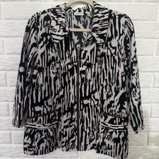 Zenergy By Chico s Zip Jacket Women s 2 Zebra Active Black White Active Pockets