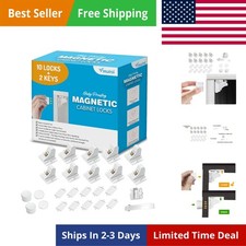 Adhesive Magnetic Locks for Cabinets Drawers 10 Locks and 2 Keys