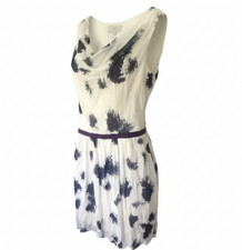 Ann Taylor LOFT Sundress Sz 10 Ivory/Black Cowl Neck Sleeveless Side Zip
