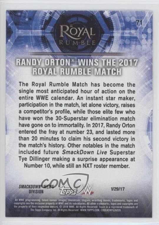 2018 WWE Road to Wrestlemania Randy Orton Wins the 2017 Royal Rumble Match 0x1