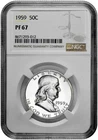 1959 50C Proof Silver Franklin Half Dollar NGC Graded PF 67 in New Holder