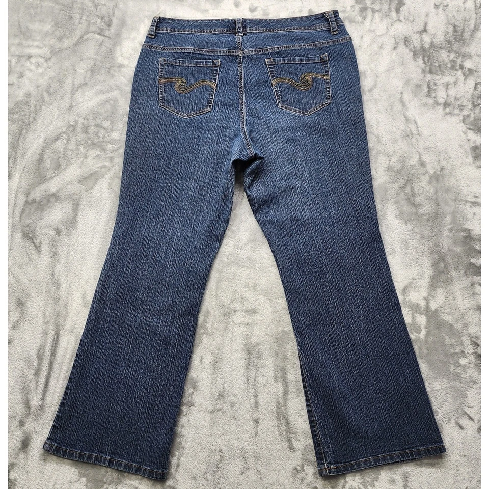 Pantalones de mezclilla JMS just My Size para mujer 22W azul tiro alto corte bota elástico informales Foto 4 de 4