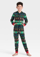 Cat  Jack Boy's Christmas Gamer Long Sleeve Hooded Pajamas Suit PJs 10/12 L NWT