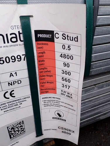 Siniat Gtec C Stud 0.5mm x 90mm x 4800mm CS90RX4800 100 Units/Lengths - Picture 6 of 24