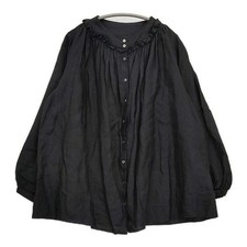 nest Robe 01203-1570 Frill Linen Blouse shirt black 6-0216M  