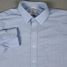 Brooks Brothers Shirt Mens 17.5 Blue Check Regent Dress Button Up Long Sleeve