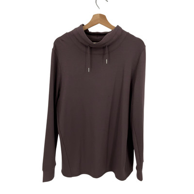 Quince Supersoft Fleece Mock Neck Pullover Dried Fig Sleeved Top L