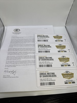 2025 Greenbay Packers 4 Share Holder Tickets And Other Info.