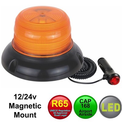 Low Profile Magnetic R65 CAP 168 Amber LED Beacon Rotating Flashing 12V 24V