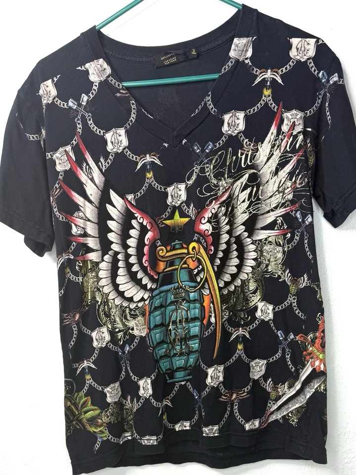 VINTAGE CHRISTIAN AUDIGIER AOP Small Vintage Y2K Ed Hardy -1992 - Image 2 of 4