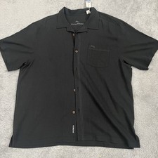 Tommy Bahama Shirt Mens XL Black Silk Blend Royal Bermuda Button Down NWT