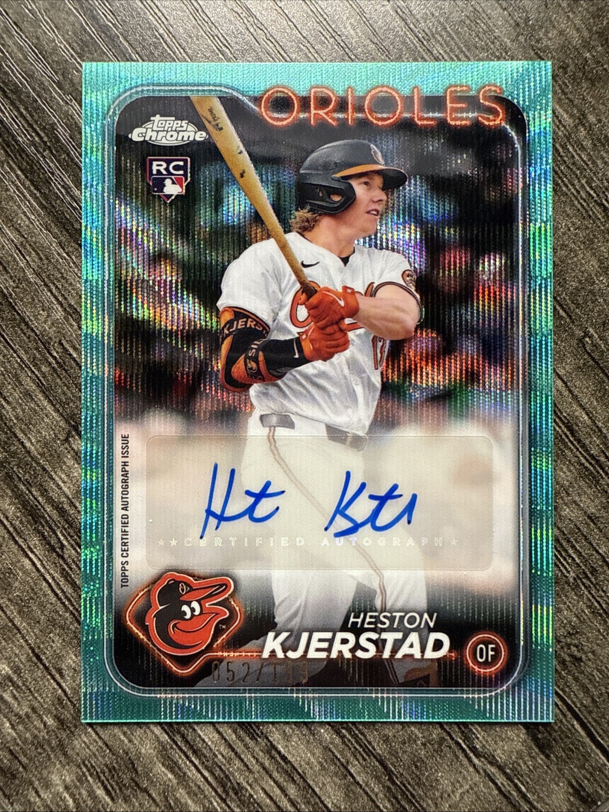 2024 Topps Chrome Update Heston Kjerstad #AC-HK Aqua Wave Auto RC /199 Orioles