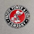 VINTAGE REDDY WATT PACIFIC POWER PORCELAIN SIGN CAR GAS TRUCK OIL MOTORCYCLE