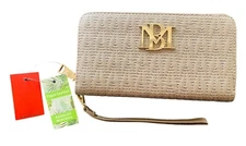 Badgley Mischka New With Tags Wristlet Wallet Cell Holder Card Holder Tan Gold