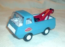Vintage 1970's Mini Tonka Blue Pressed Steel Wrecker Tow Truck - Very Nice
