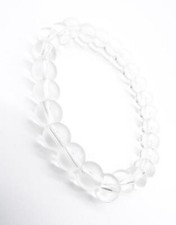SIMPLY GORGEOUS Clear Glass 8mm Beads Stretch Elastic Bracelet