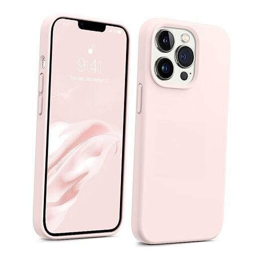 iPhone 13 Pro Max Phone Case, Liquld Silicone Case [Military Chalk Pink