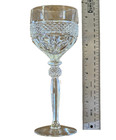 Vtg Czech Lead Crystal Wine Stem Hock Panel Cut 8" Heavy Antique Zipper Stem