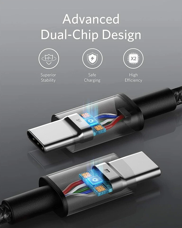 Anker 100W USB C Fast Charging Cable 10ft Long Braided Nylon Cord for MacBook - Image 3 of 4