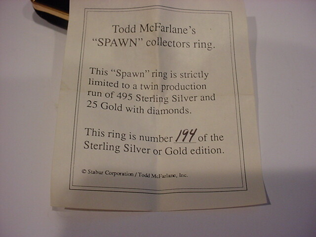 NM/M 1990's TODD McFARLANE's SPAWN Sterling Silver RING #194/495