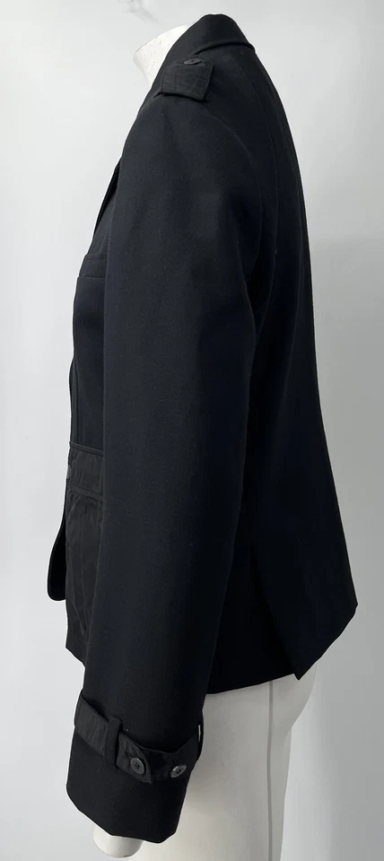 Blazer Burberry London para mujer negro de un solo pecho con bolsillos de nailon talla 14 Foto 2 de 4