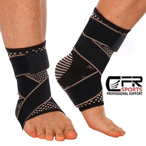 Copper Ankle Sport Foot Wrap Support Brace Compression Achilles tendonitis Sport - Picture 12 of 19