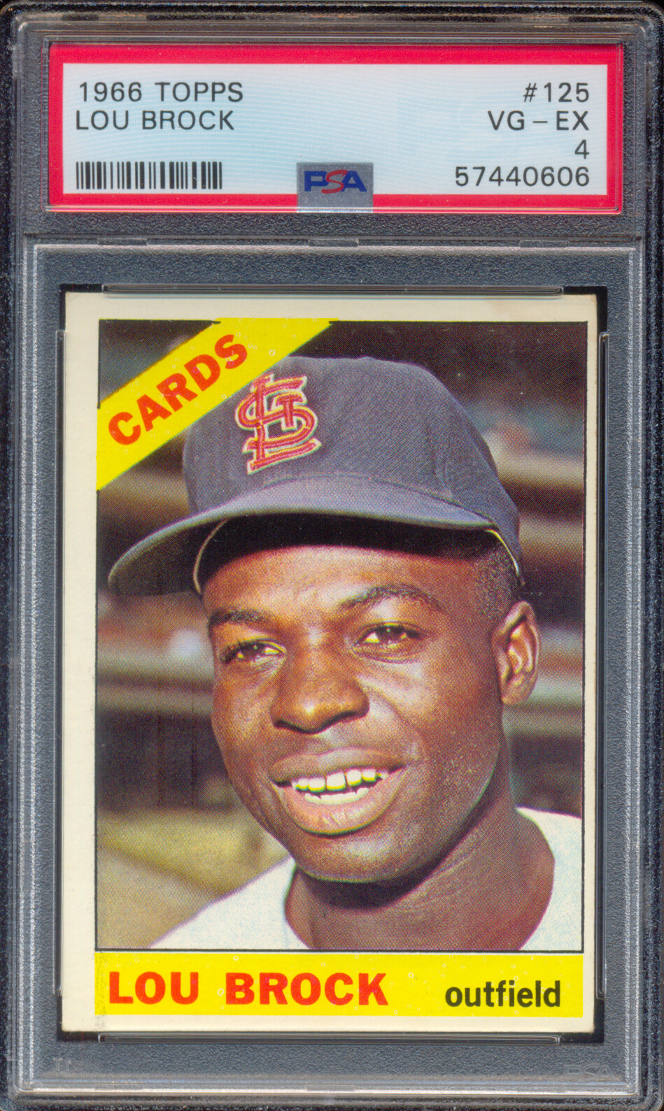1966 TOPPS 125 LOU BROCK ST LOUIS CARDINALS BASEBALL CARD PSA 4 VGEX QR CODE