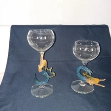 Milon Townsend Handblown Art Glass Wine/cordial Glasses Pr. RARE!! Ascendind...