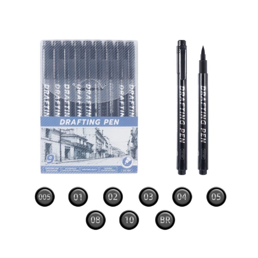 12 Size Fineliner ink Pens Black Multiliner Pen Manga Inking Markers