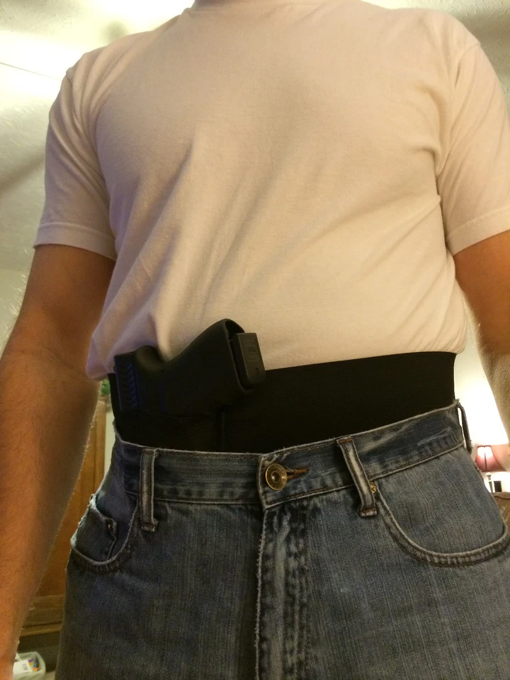 TACTICAL ADJUSTABLE BELLY BAND WAIST PISTOL GUN HOLSTER & 2 MAG POUCHES S,M,L,XL - Image 2 of 4
