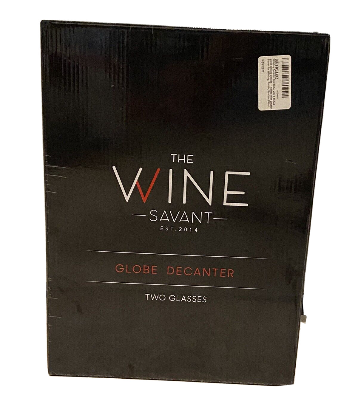 The Wine Savant Globe World Whiskey Decanter Set Mahogany Wood 2 Globe Glasses