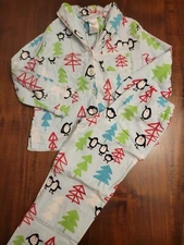 Girls The Company Store Warm Two Piece Pajamas Penguins Size 5-6