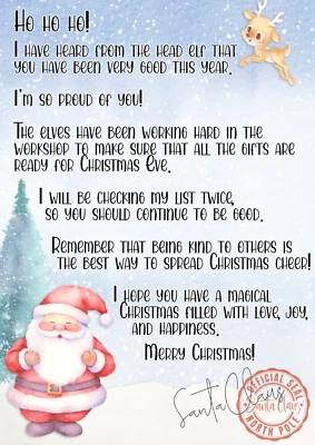 GET INVITED PERSONALISED LETTER FROM SANTA NICE LIST CERTIFICATE CHRISTMAS EVE BOX BLUE