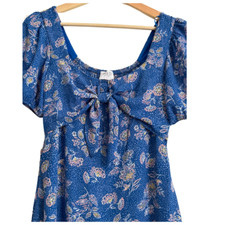 Light Blue Floral Spring Boho Dress Size Small 4 Casual Lined Dress