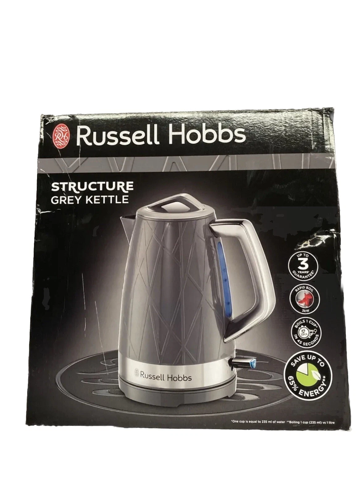 Russell Hobbs 28082 Structure Electric 1.7L Jug Kettle, Limescale Filter - Grey