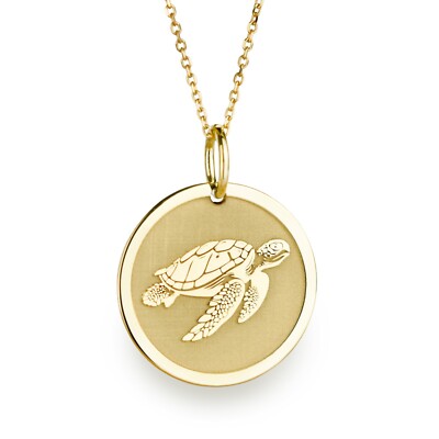 14K Gold Turtle Necklace, Sea Turtle Pendant, Tortoise Jewelry, Turtle Charm