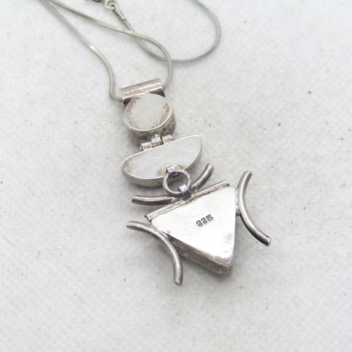 Sterling Silver 925 Purple Glitter Iridescent Stone Necklace 18