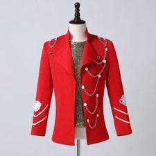 Men's Tuxedo Jacket Suit Blazer Cardigan Coat Tops Showman Costume Slim Fit