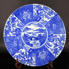 Antik Igezara Porzellan Teller Antique Blue & White Platter 37cm Japan 19. JH.