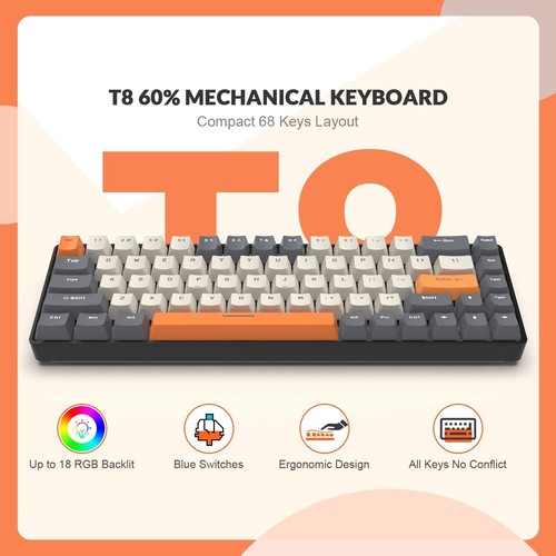 Wired 65% Mechanical Gaming Keyboard with RGB Backlit for PS4 PS5 Xbox PC Mac - Picture 31 of 49