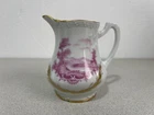 Porcelain of France Hand Painted small creamer 3.5" tall Pink gold